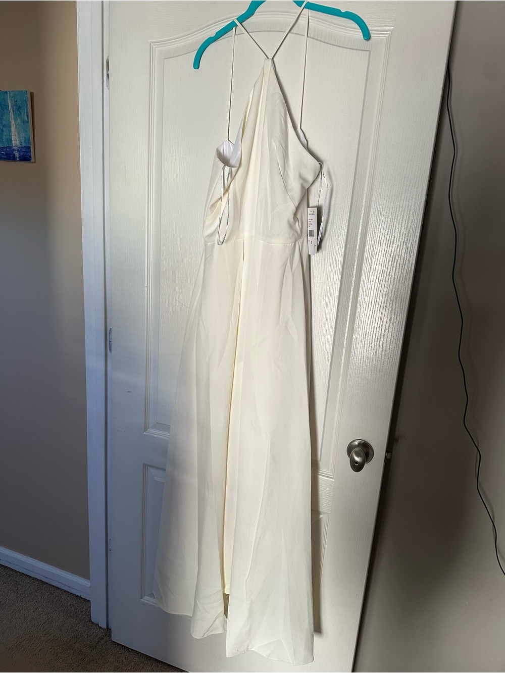 Ivory halter neck jumpsuit with skirt